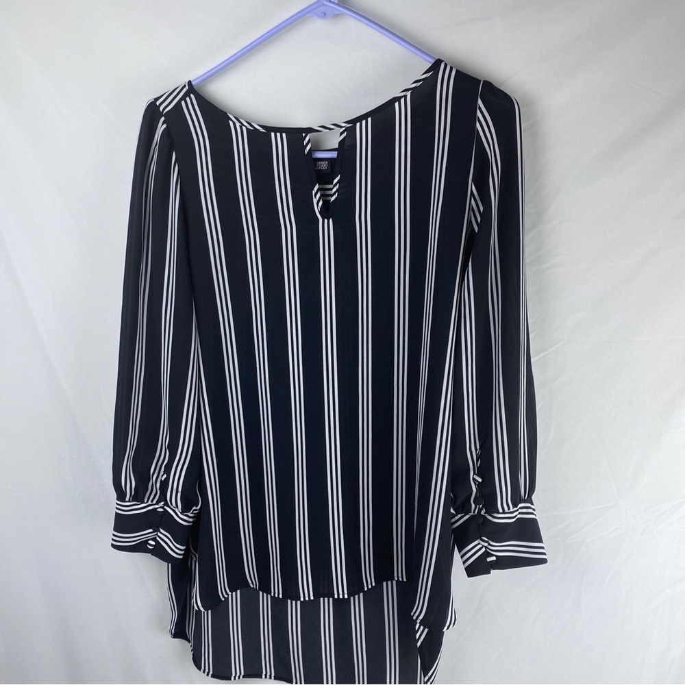 7th Avenue Design Studio New York & Co. Striped V Neck Blouse Sz Med BBC